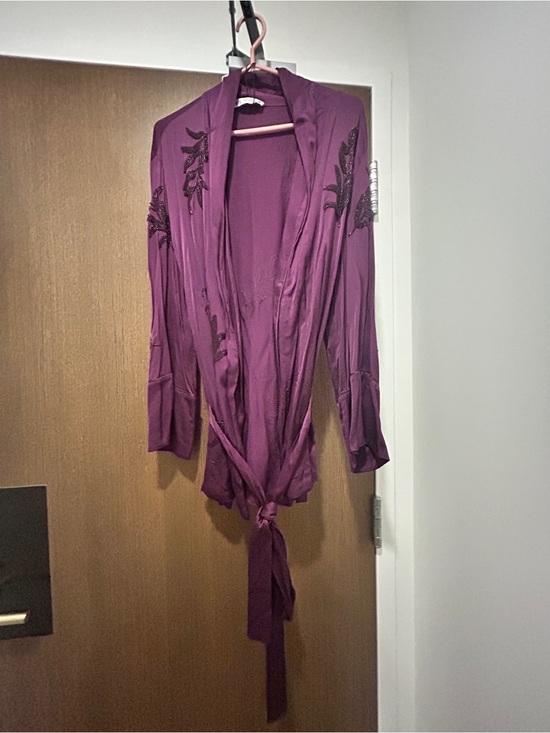 Zara Jackets & Blazers - ZARA BELT EMBROIDERED KIMONO JACKET BLAZER BEADED